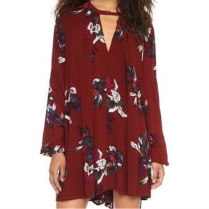 Free People Maroon Flowy Floral Dress